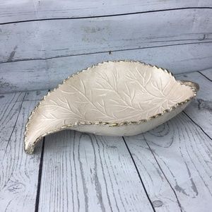 Pink Leaf Bowl Gold Fleck California Pottery USA